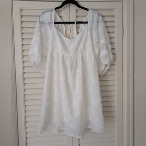 Lush White Flowy Textured Dress